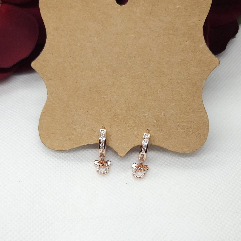 Rose Gold Mini Mouse Crystal Dangle Hoops